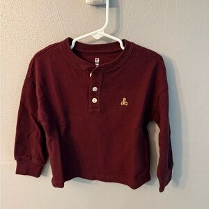 GAP Kids Maroon Long Sleeve Tee with Buttons